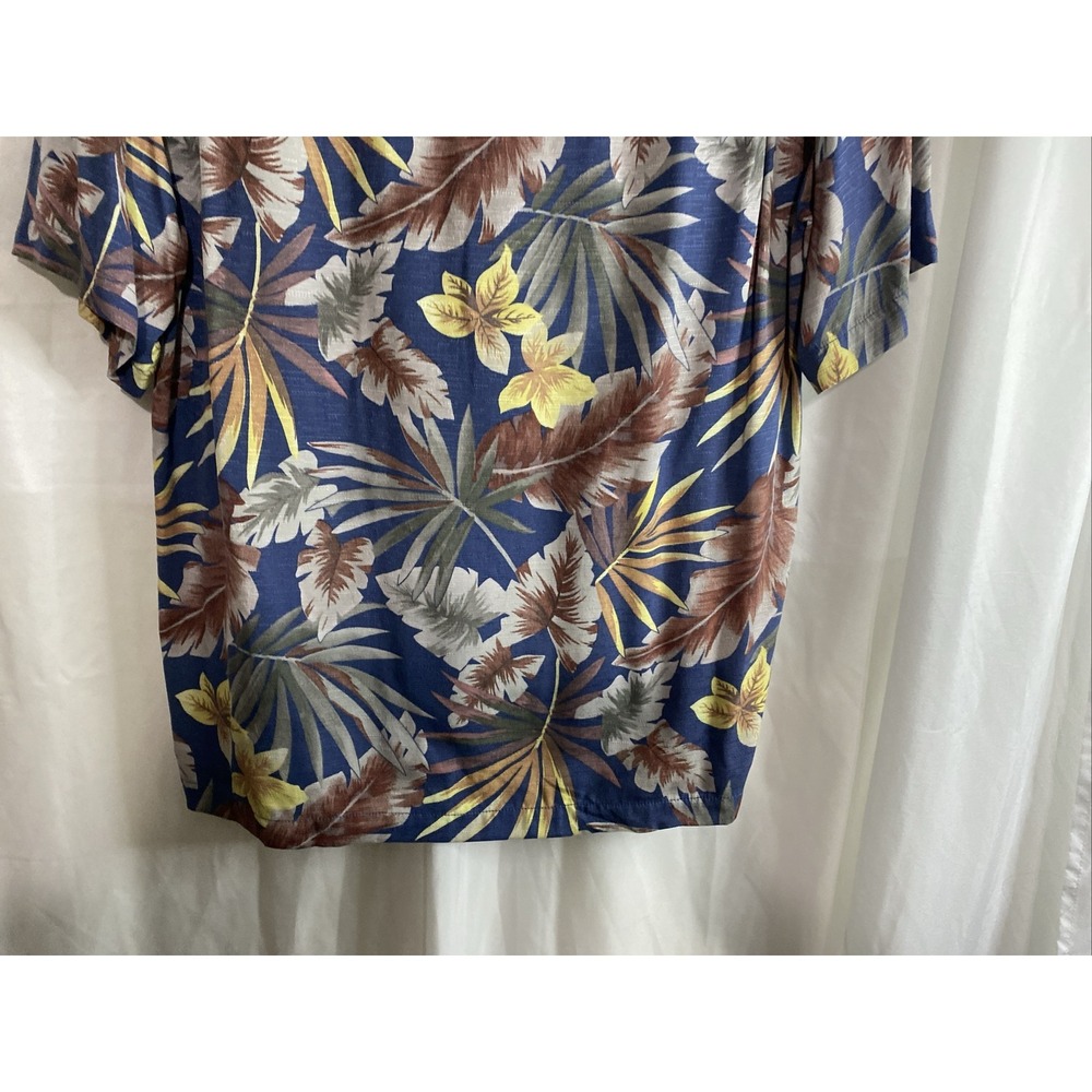 Caribbean Joe Hawaiian Shirt Mens Large Blue Excellent Tropical Palm Rayon Camp - Picture 10 of 10